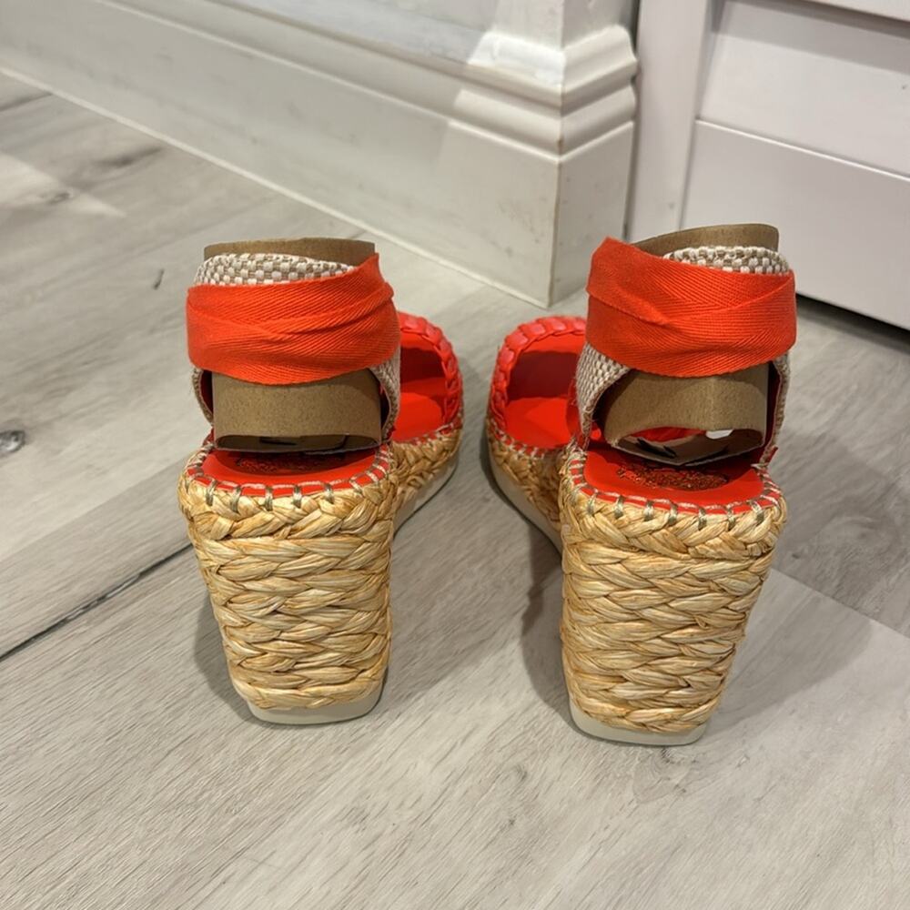 Vince Camuto NWOT Brisshel Leather Espadrille Wedge Orange Sandal. No box. - Picture 7 of 10